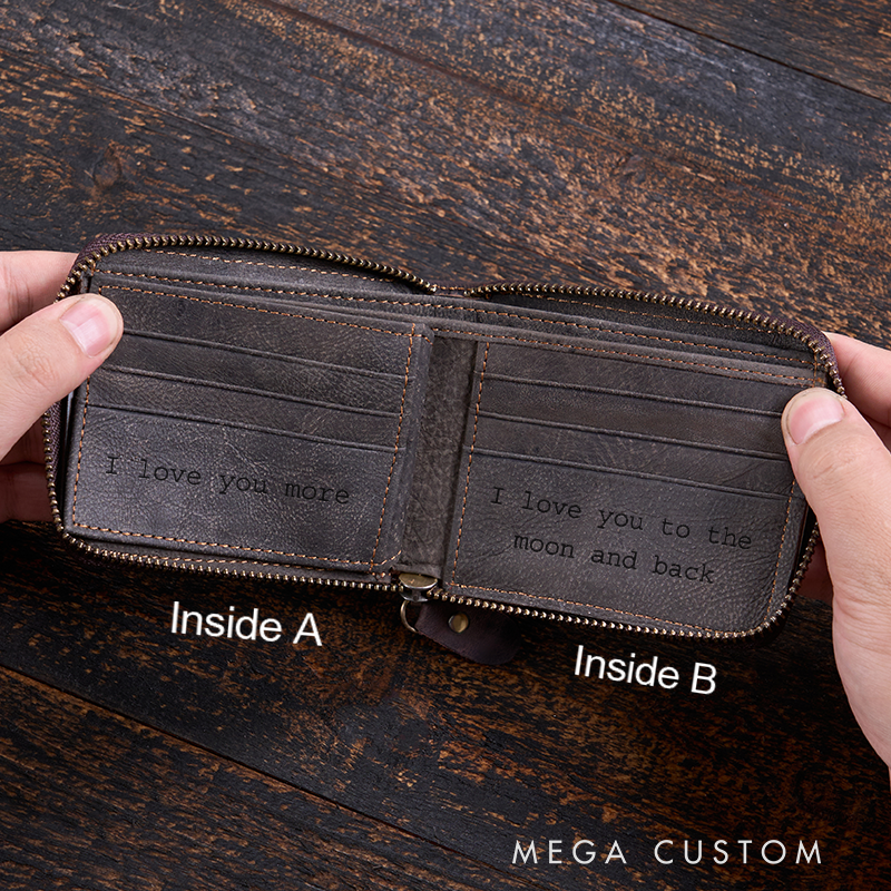 Personalized Leather Wallet For Him Crazy Horse Leather Wallet Engraved Mens Wallet Minimalist Wallet Anniversary Gift For Him Boyfriend Gift Dad Gift Husband Gift