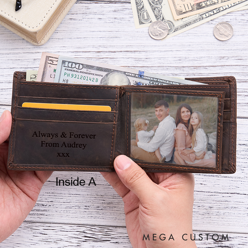 Personalized Leather Wallet Engraved Mens Wallet Crazy Horse Wallet Birthday Gift for Him Groomsman Gift Boyfriend Gift Dad Gift Husband Gift