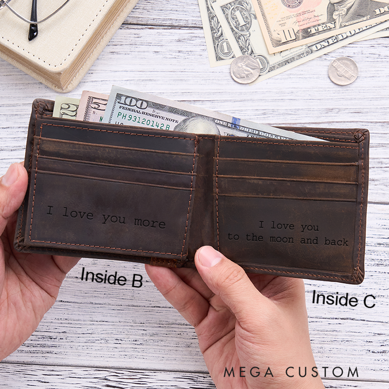 Personalized Leather Wallet Engraved Crazy Horse Wallet Custom Men's Wallet Birthday Gift for Him Groomsman Gift Boyfriend Gift Dad Gift Husband Gift