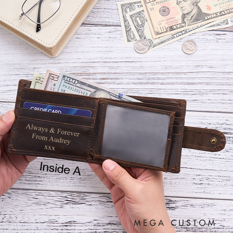 Personalized Leather Wallet Engraved Crazy Horse Wallet Mens Wallet Leather Wallet For Him Groomsmen Wallet Boyfriend Gift Dad Gift Husband Gift