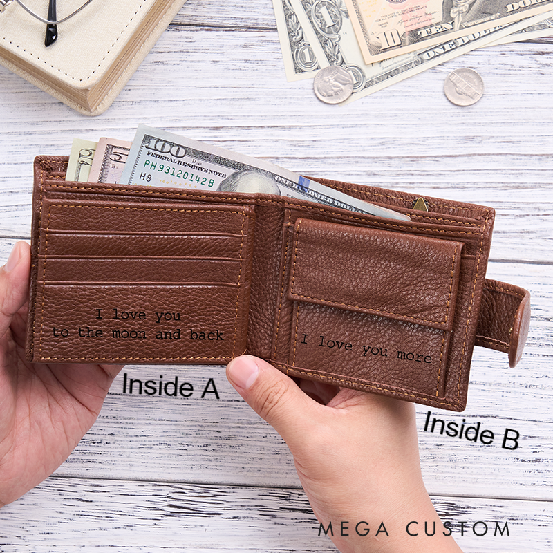 Personalized Leather Wallet Engraved Genuine Leather Wallet For Him Mens Wallet Anniversary Gift For Him Birthday Gift For Boyfriend Husband Groomsmen