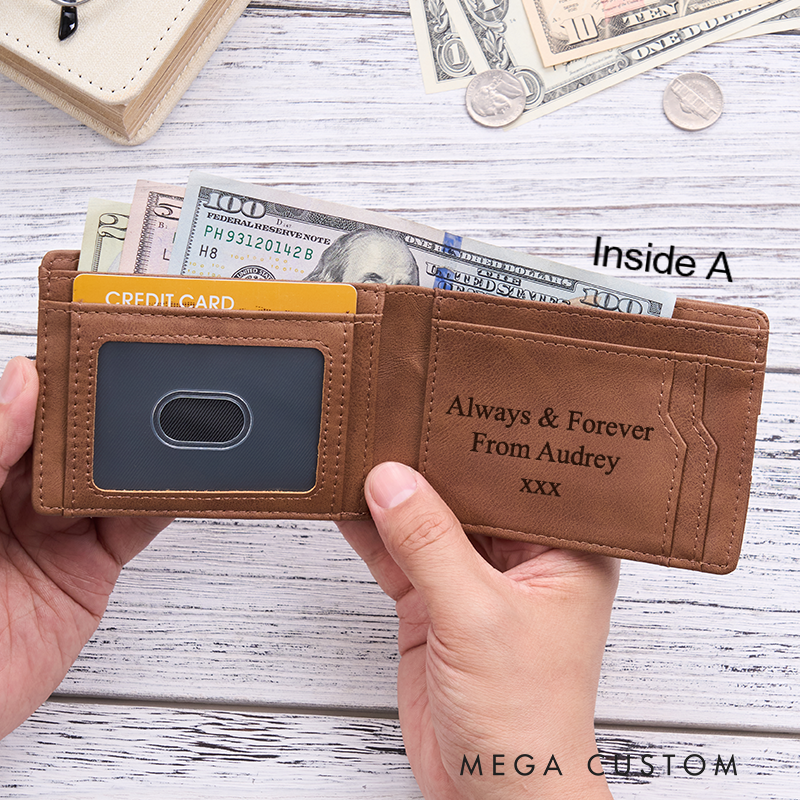 Personalized Leather Wallet For Him Engraved Genuine Leather Wallet Mens Wallet Anniversary Gift For Him Boyfriend Gift Dad Gift Husband Gift