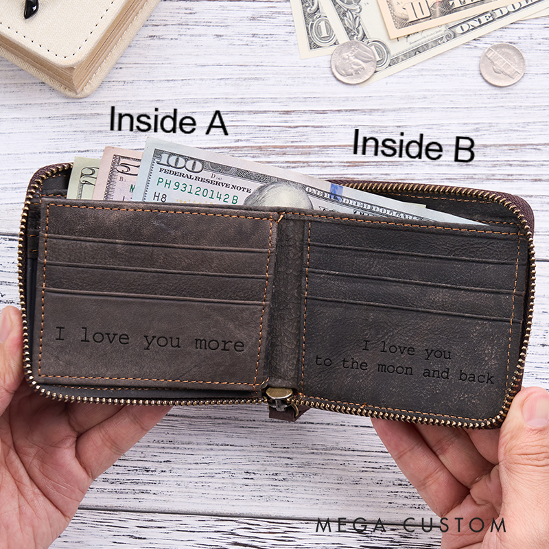 Personalized Leather Wallet For Him Crazy Horse Leather Wallet Engraved Mens Wallet Leather Custom Wallet Anniversary Gift Boyfriend Gift Dad Gift Husband Gift