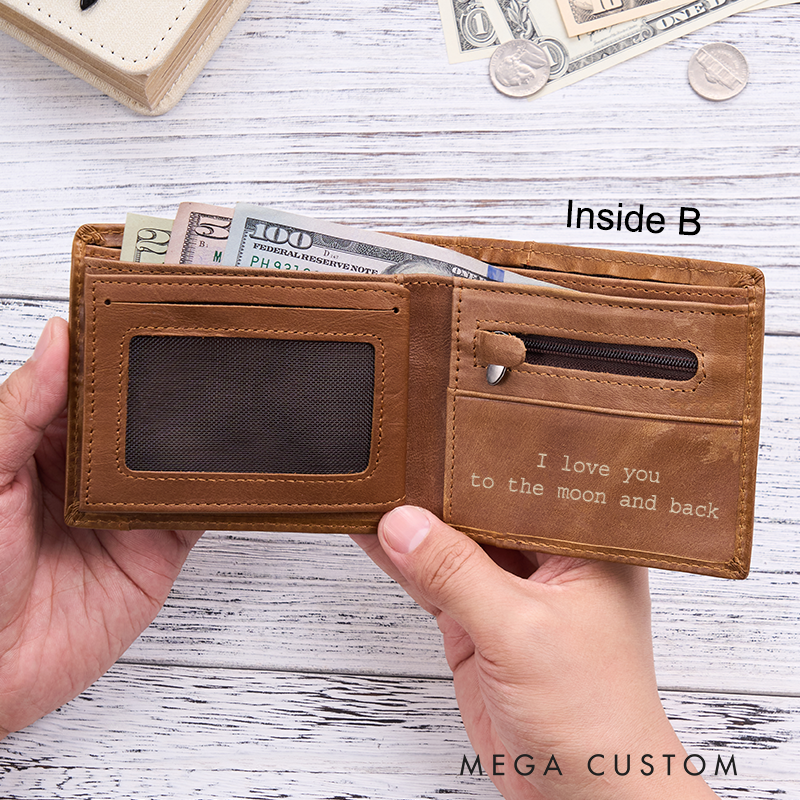 Personalized Leather Wallet For Him Engraved Wallet Men's Leather Wallet Minimalist Wallet Unique Leather Wallet Anniversary Gift For Him Boyfriend Gift Dad Gift Husband Gift