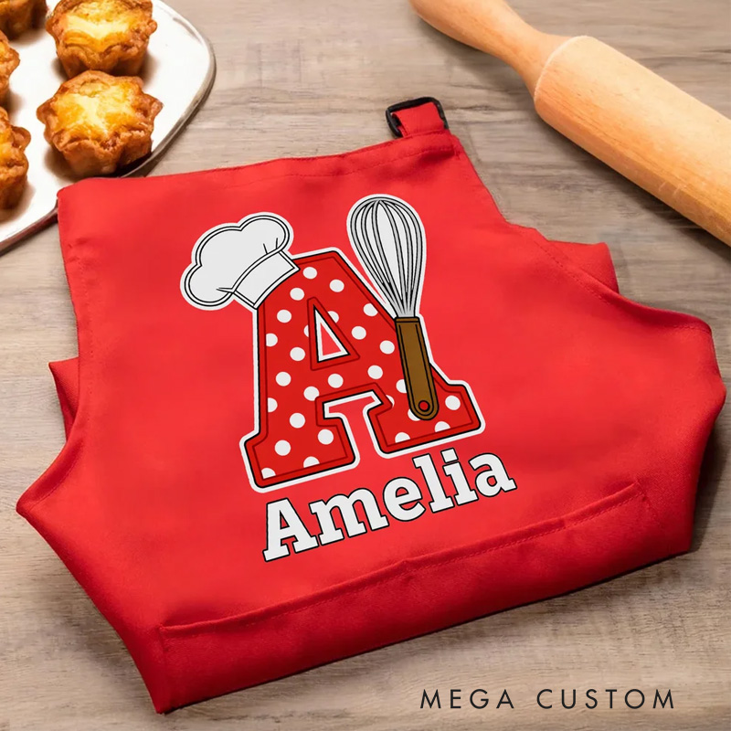 Personalized Embroidered Baking Themed Pattern Multicolor Adjustable Canvas Chef Apron with Pockets and Text Gift for Cooking Baking Lovers