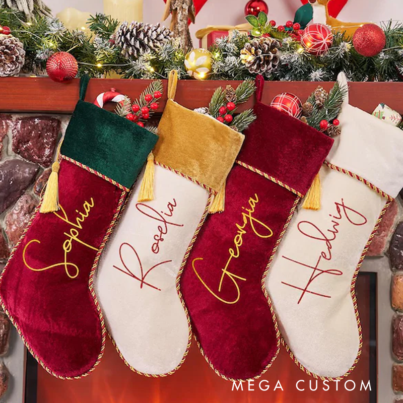 Personalized Family Stockings with Names Holiday Stockings Velvet Stockings Monogram Stockings Christmas Decoration Holiday Decor Gift