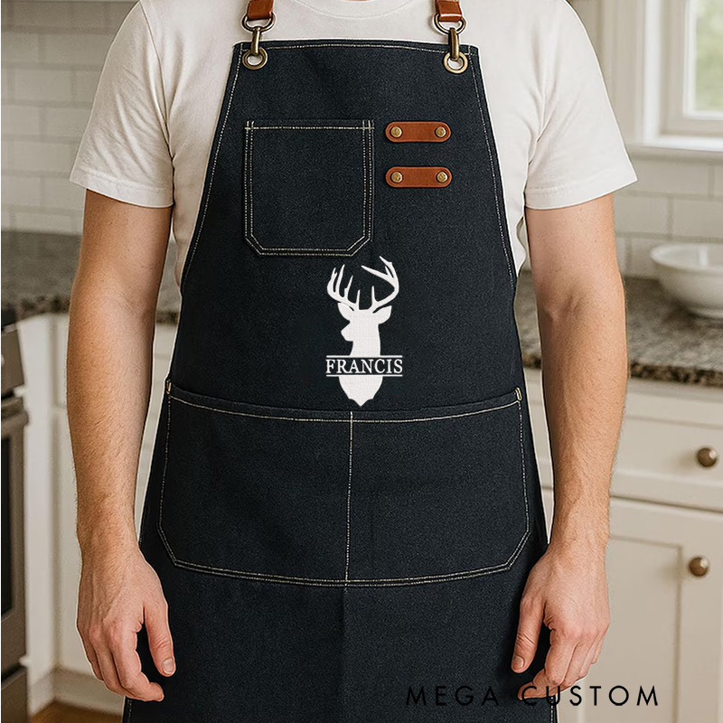 Personalized Embroidered Hunting Lovers Apron Hunter or Outdoor Cooking Enthusiast Apron Gift for Outdoor Barbecue Lovers