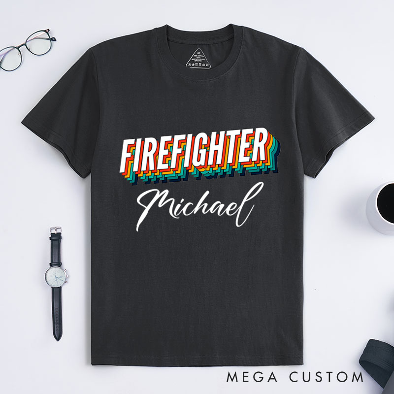 Personalized Firefighter T-Shirts Vibrant Firefighter Fashion Design T-Shirts