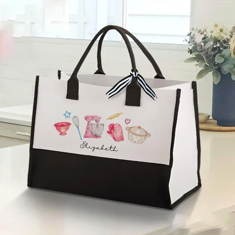 Personalized Cookie Baker Tote Bag with Name Baking Tool Bag Gift for Baker Mom Her Grandma Mom Chef Tote Bag for Baking Lovers