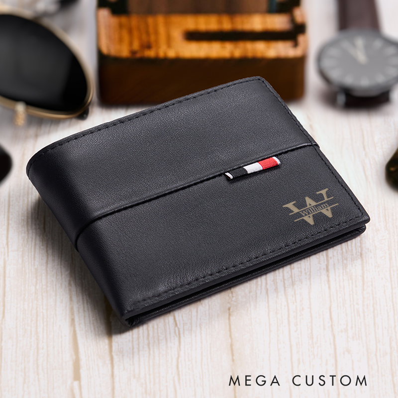 Personalized Leather Wallet Engraved Genuine Leather Wallet For Him Mens Wallet Anniversary Gift For Him Birthday Gift For Boyfriend Husband Groomsmen