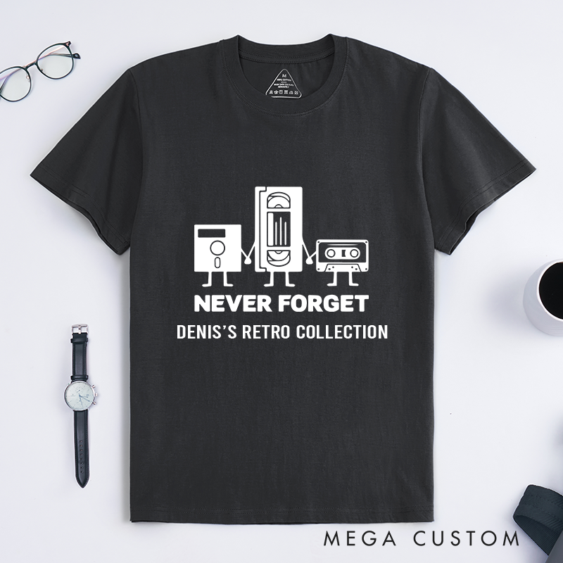 Personalized Never Forget T-Shirt Retro Technology Programmer Shirt Gift for Geek Nerd