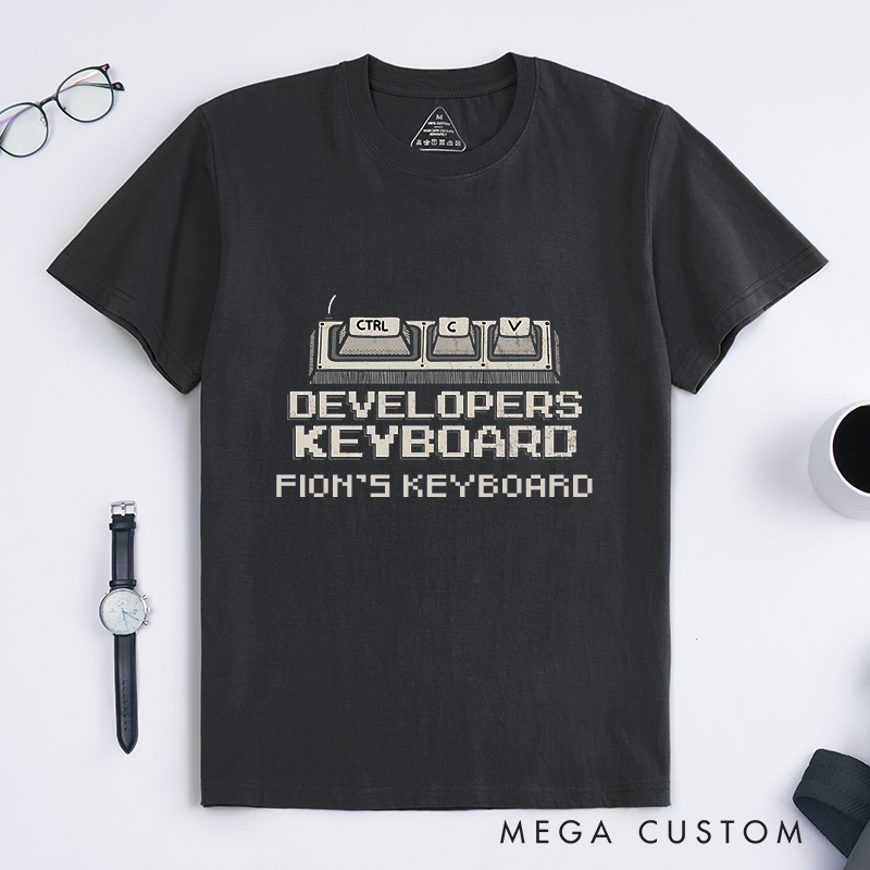 Personalized Developer's Keyboard T-Shirt Ctrl+C Ctrl+V Shirt Programmers Technology Enthusiasts Shirt Gift for Geek Nerd