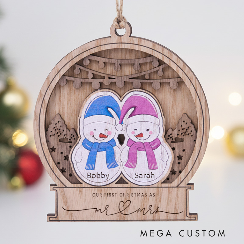 Personalized Couple Snowman Ornament Our First Christmas Ornament Couple Xmas Decor Just Married Ornament for Newlyweds