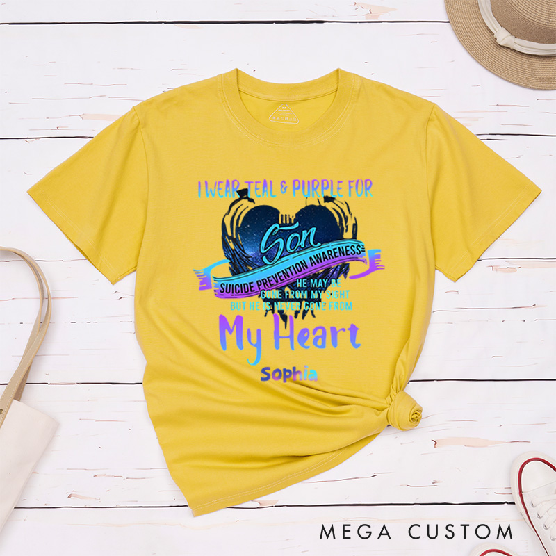 Personalized I Wear Teal and Purple for My Son Suicide Prevention Awareness Shirt Mental Health Gift