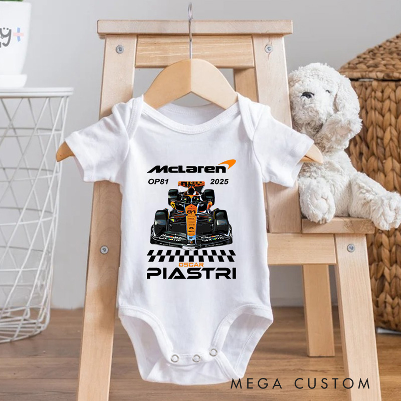 Personalized Oscar Piastri OP81 Baby Bodysuit BirthdayChristmas Gift for Baby