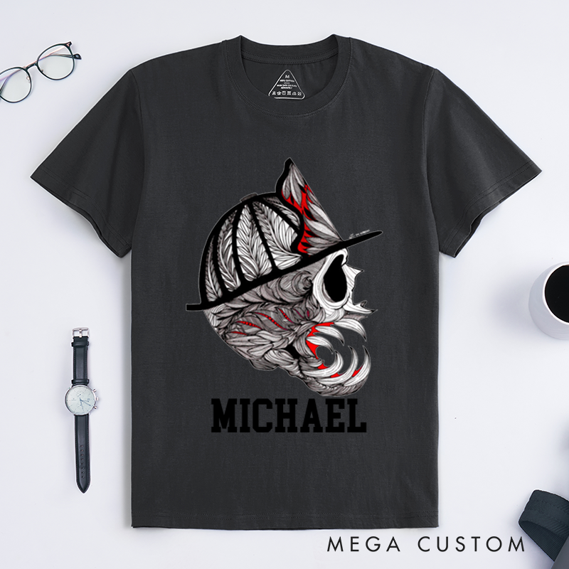 Personalized Firefighter T-Shirts Firefighter Helmet Design T-Shirt Firefighter Dad Gift