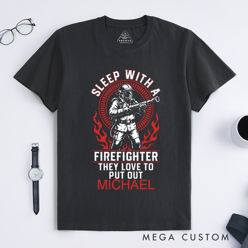 Personalized Firefighter T-Shirts Custom Funny Firefighter Design T-Shirt Firefighter Dad Gift