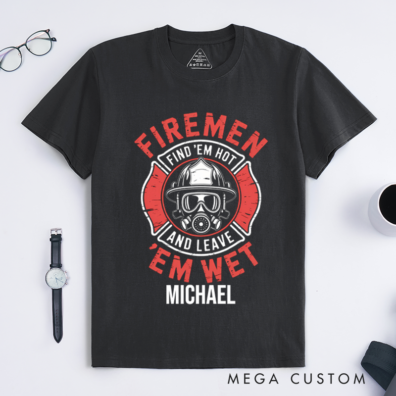 Personalized Firefighter T-Shirts Custom Firefighter Design T-Shirt Firefighter Dad Gift