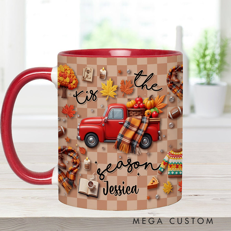 Personalized Tis the Season Custom Autumn Accent Mug