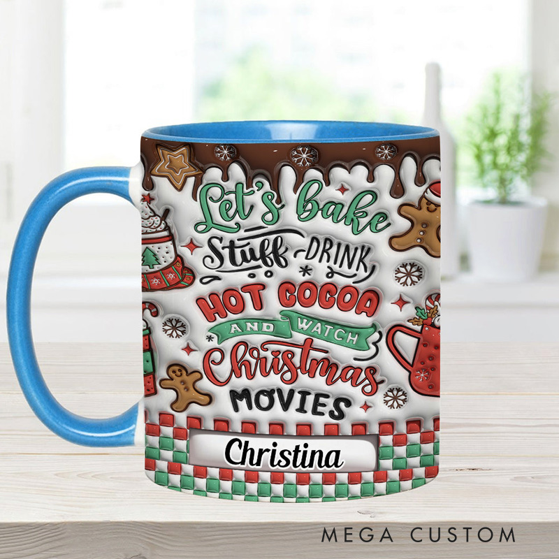 Personalized Let's Bake Stuff Mug with Name 11oz Ceramic Baking Accent Mug Coffee Cup for Baker Mom Sister Daughter Baking Lover Gift