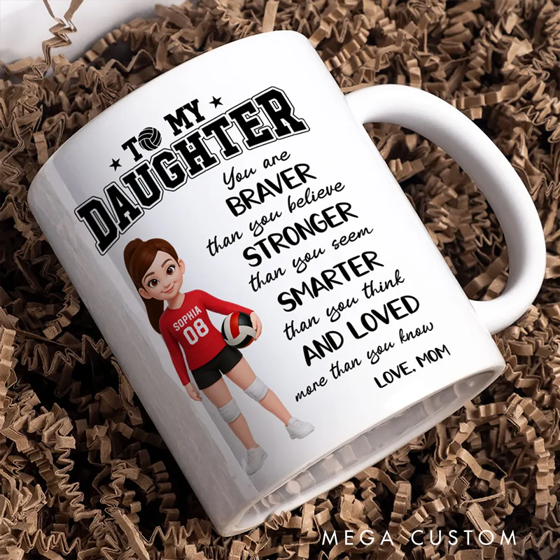 Personalized Volleyball Mug for Daughter with Inspirational Message from Mom