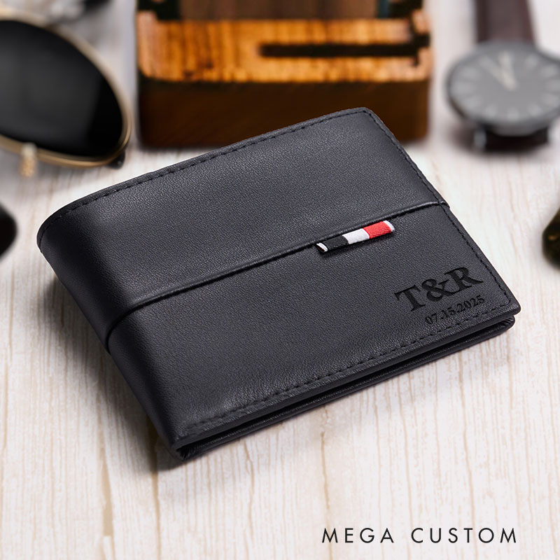Personalized Men's Genuine Leather Wallet Custom Wallet for Men Birthday Anniversary Gift for Him Husband Boyfriend Gift Wallet