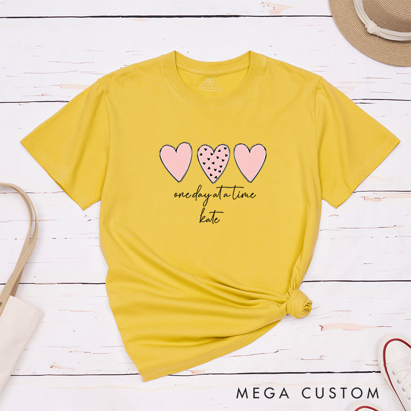 Personalized One Day at a Time T-Shirt Recovery Gift for Girlfriend Mental Health Gift