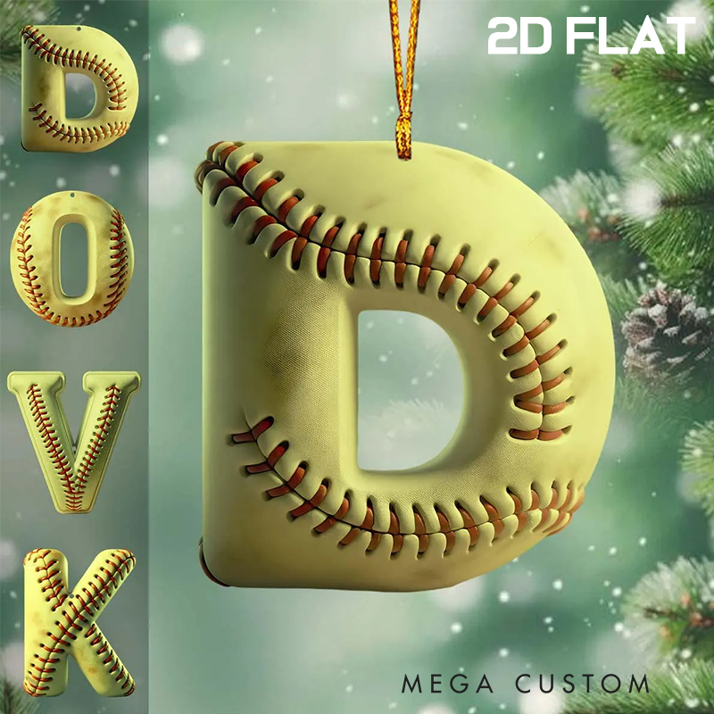 Personalized Softball Acrylic Initial Christmas Ornament for Softball Fans with Festive Touch  