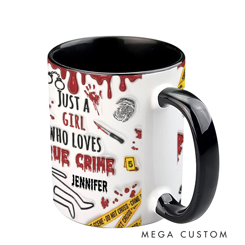 Personalized 3D Effect Just A Girl Who Loves True Crime Mug TV Show Mug Movie Lover Gift for Friend Birthday Gift