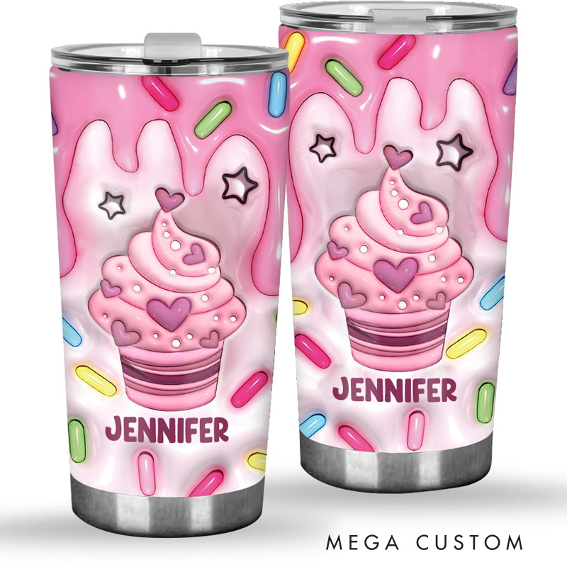 Personalized Cupcake Tumbler with Custom Name 20oz Baking Tumbler for Her Baker Dessert Lover Tumbler