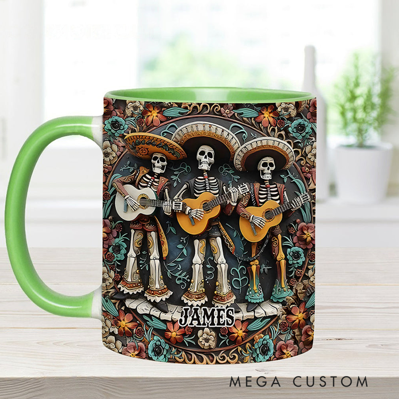 Personalized Name Skeleton Trio Mug Skull Accent Mug