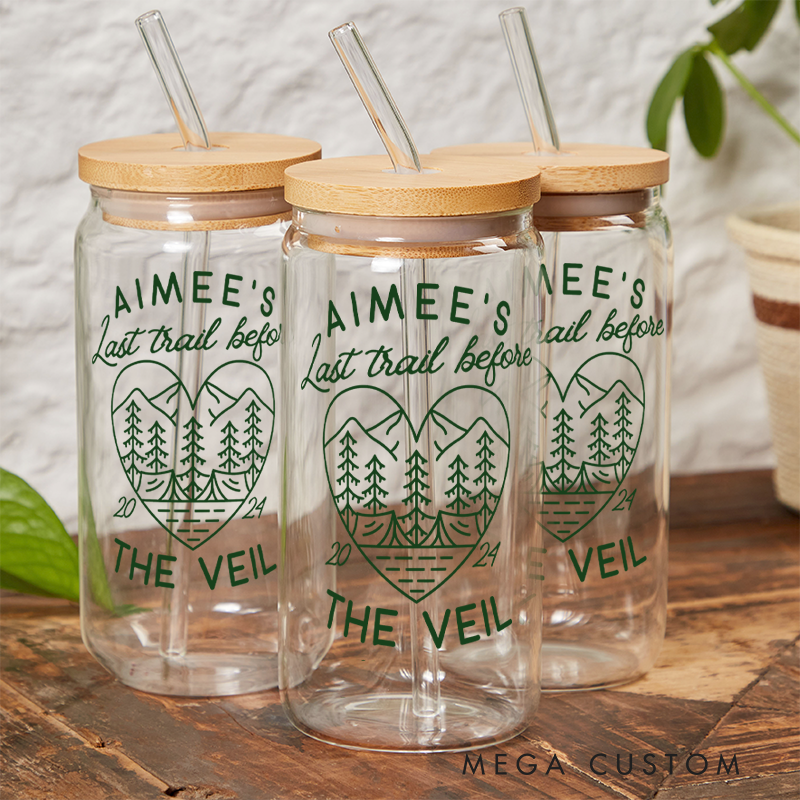 Personalized Custom Camp Bachelorette Glass Tumblers Outdoor Camping Coffee Cup Gift for Campig Party Lover