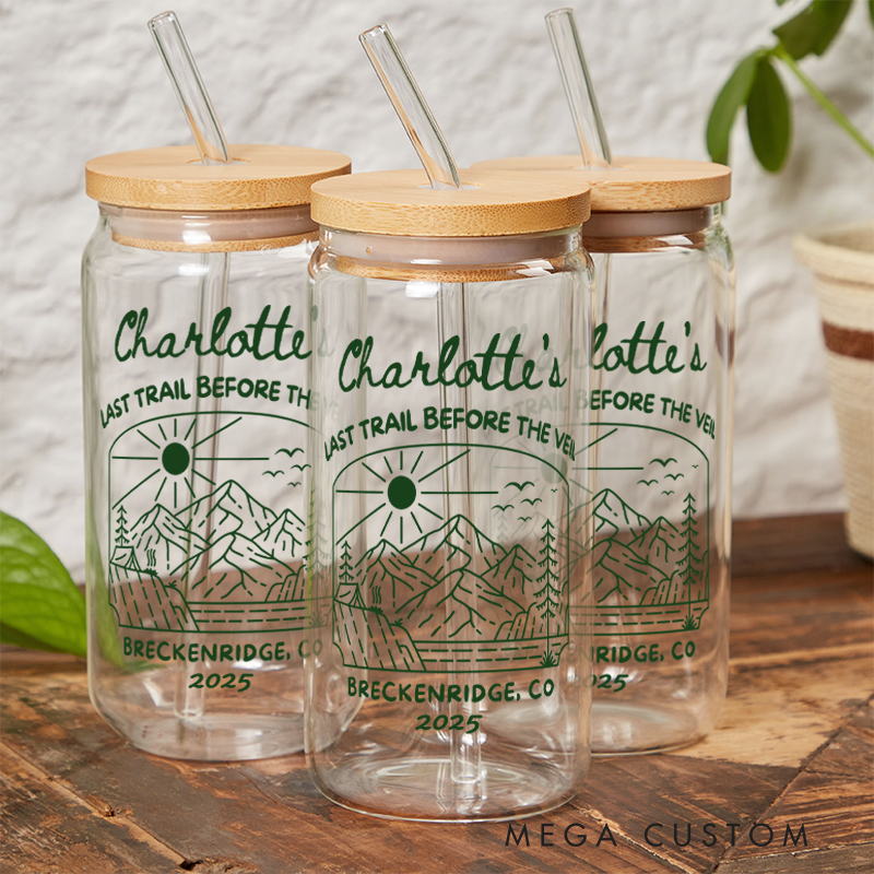 Personalized Outdoor Camping Party Coffee Cup Custom Camp Bachelorette Glass Tumblers Gift for Campig Lover