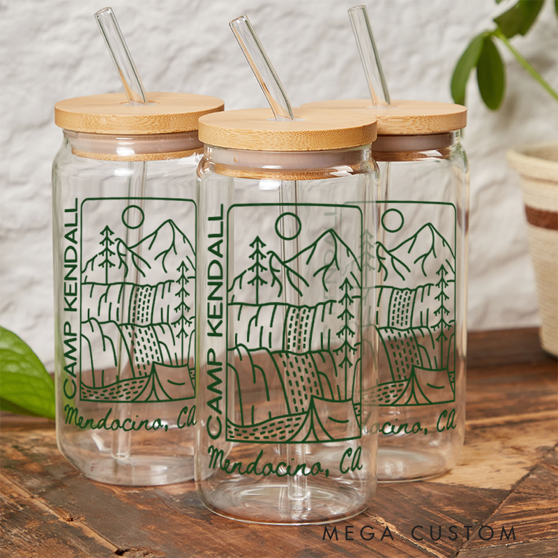 Personalized Custom Camping Glass Outdoor Campfire Tumbler Camping Party Coffee Cup Hiking & Camping lover Mug