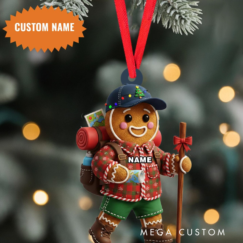 Personalized Custom Name Camping Gingerbread Christmas Ornament Christmas Tree Hanging Outdoor Camping Lover Gift 
