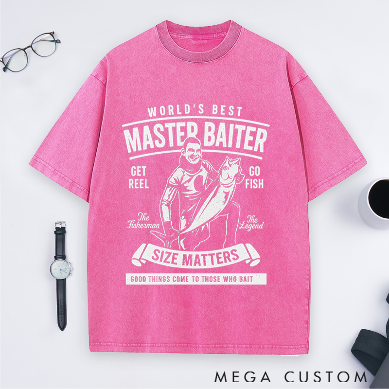 Personalized Funny Fishing T-Shirt World's Best Master Baiter T-Shirt Fishing T-Shirt Perfect Gift for Fishermen Comfortable Outdoor Fishing Apparel