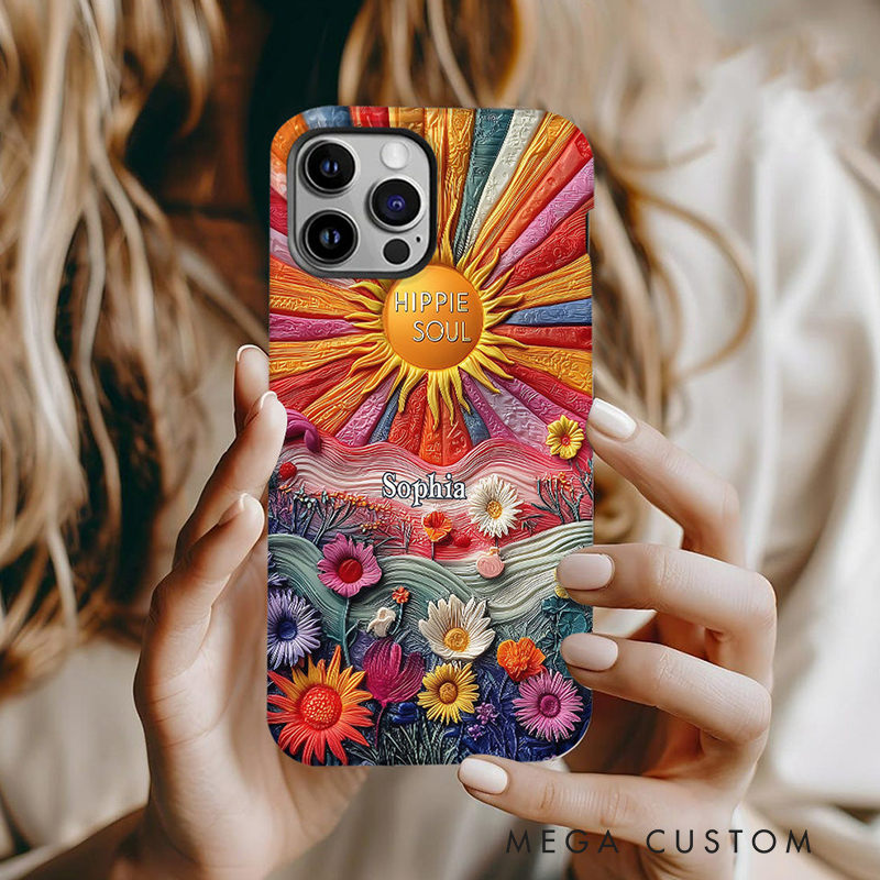 Personalized Hippie Full Print Phone Case Hippie Lover Gifts Colorful Hippie Phone Case Bohemian Phone Case