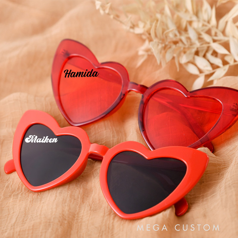 Personalized Heart Shaped Glasses Custom Party Heart Shaped Sunglasses Party Souvenirs Girls Trip Gifts
