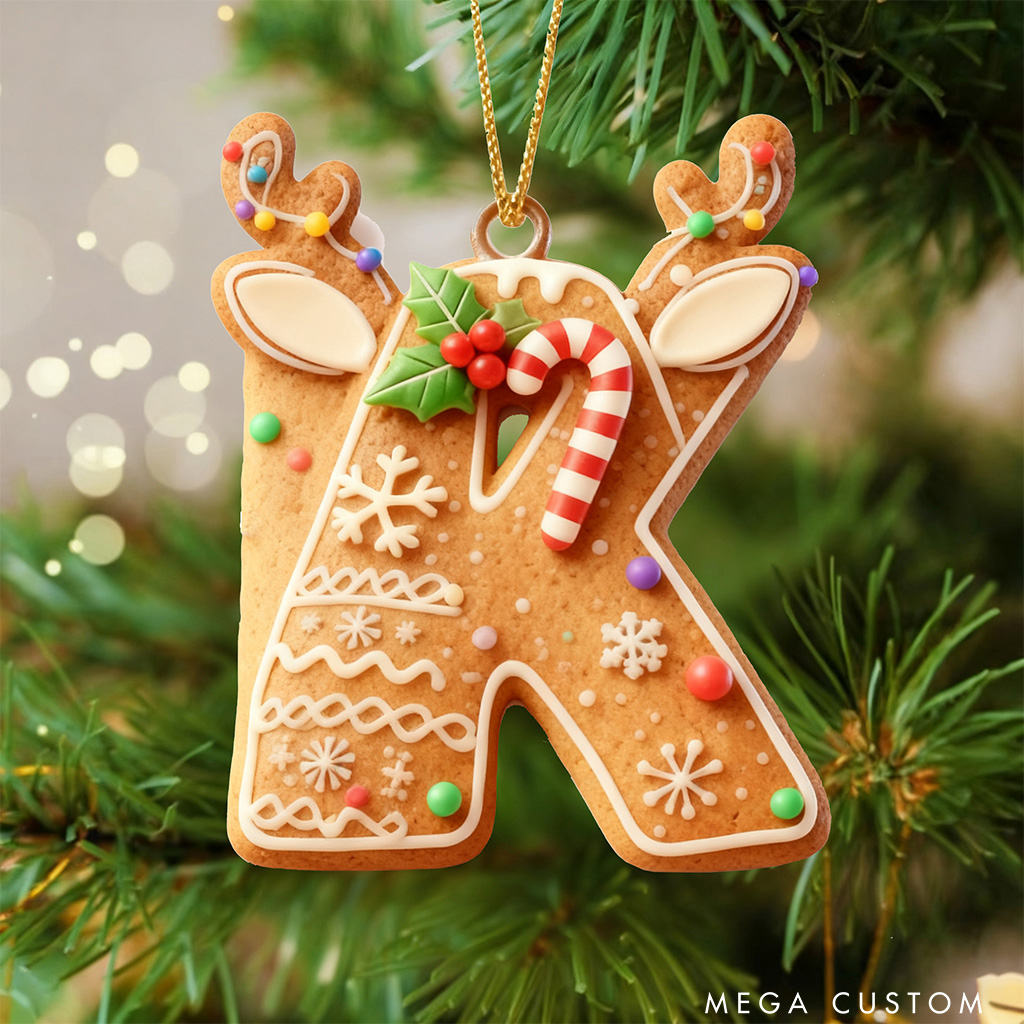 Personalized Alphabet Cookie Christmas Ornament Baking Holiday Decor Custom Cookie Family Ornament for Baker Xmas Gift