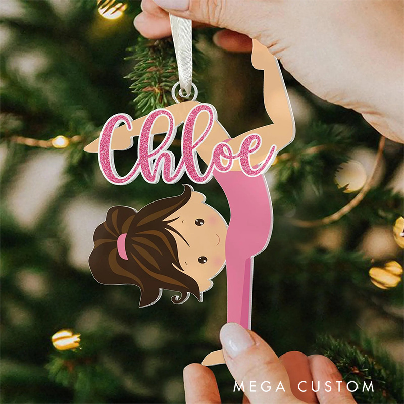 Personalized Cute Cartoon Gymnastic Girl Christmas Acrylic Ornament Dance Lovers Christmas Gift Dancer Xmas Gift Christmas Decor