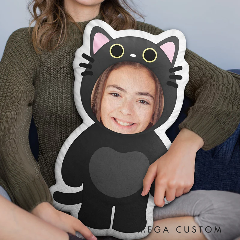 Personalized Photo Funny Kid Animal Cosplay Gift for Children Grandkids Personalized Custom Shaped Pillow