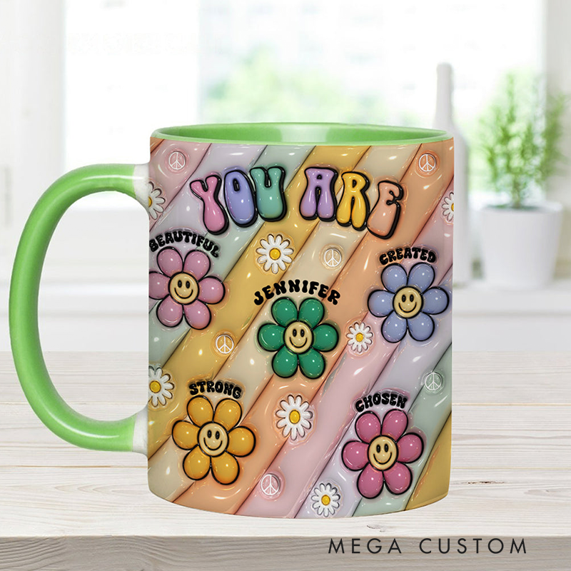 Personalized Hippie Accent Mug You Are Beautiful Strong Victorious Enough mug for Holiday Decor Family Gifts and Party Favors