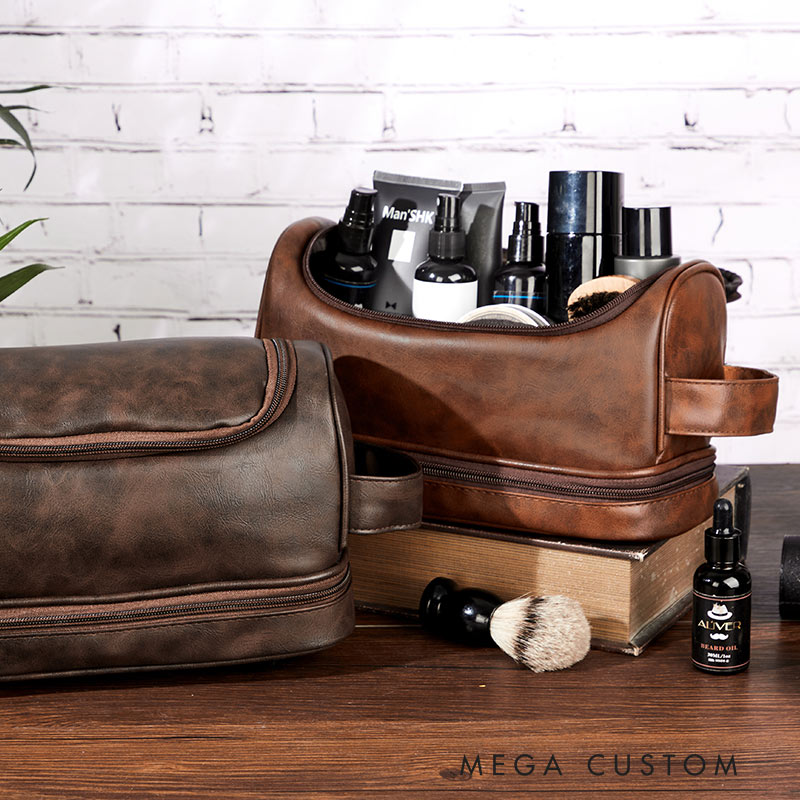 Personalized Coordinate PU leather hook-handled makeup bag for traveling lovers