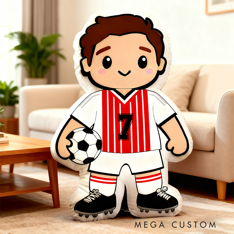 Personalized Soccer Player Pillow with Custom Name and Jersey Number