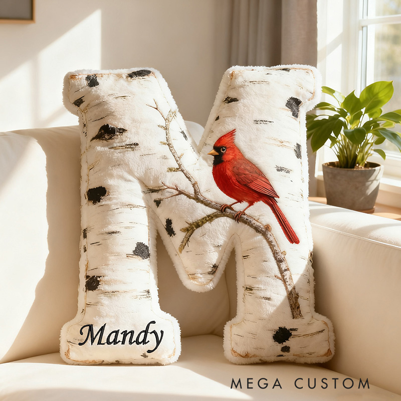 Personalized Letter Pillow Memorial Cardinal Letter Custom Name Design Pillow for Family