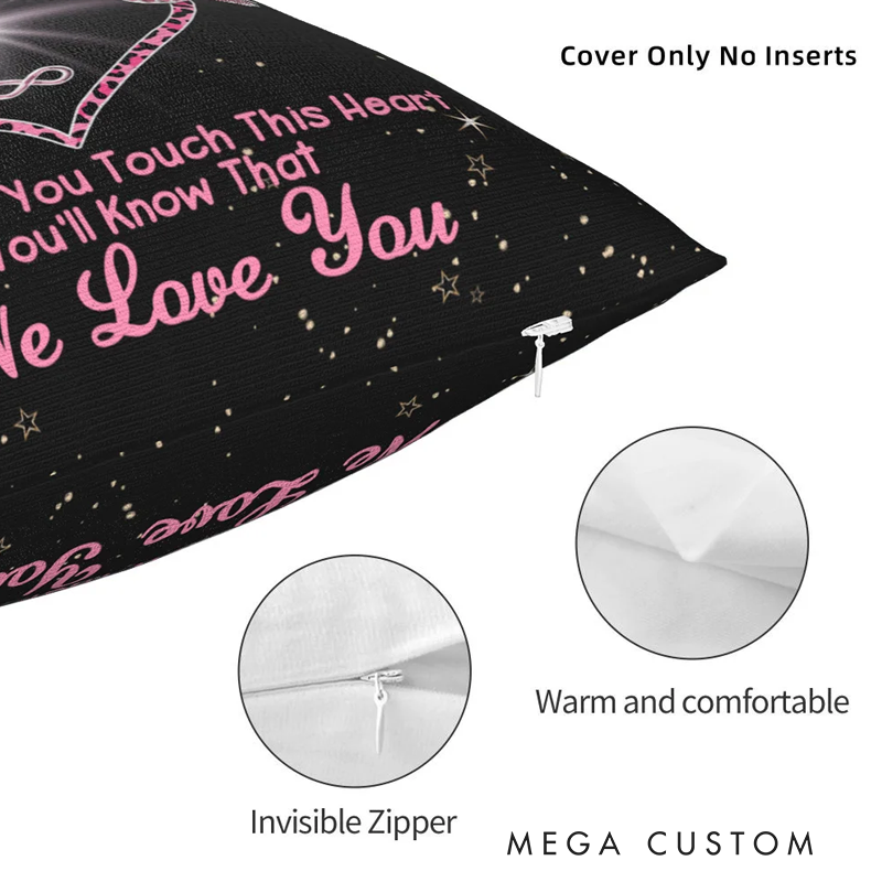 Personalized Whenever You Touch This Heart You'll Know We Love You Throw Pillow Cover with 1-9 Heart Mother's Day Gift for Her