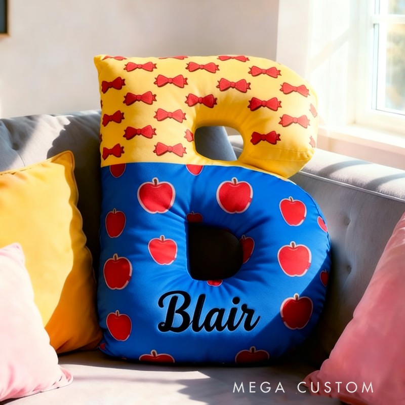 Personalized Cute Fairy Tale Style Initial Name Pillow Christmas Gift for Kids Family