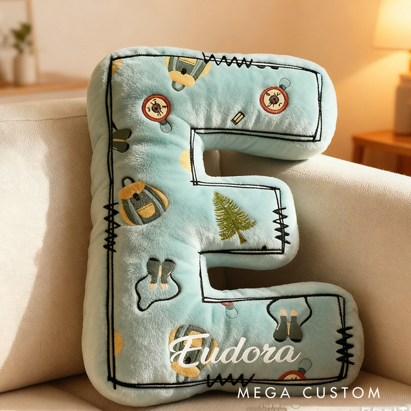 Personalized Custom Alphabet Letters Cushion Pillow Custom Outdoor Camping Pillow Gift for Family Pillow Gift for Camping Hiking