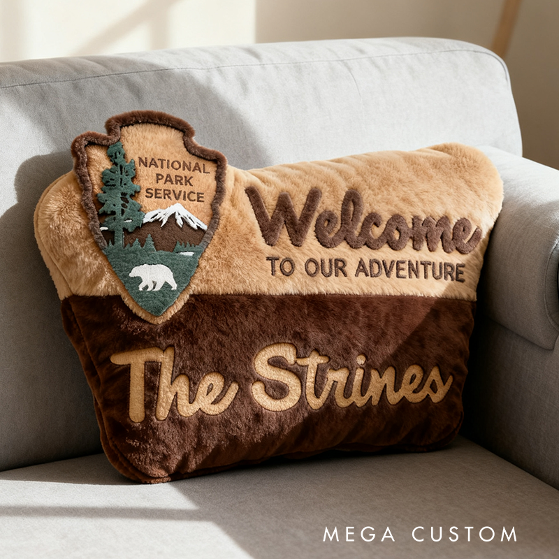 Personalized National Park Family Sign Pillow Cushion Custom Couples Outdoors Adventure Pillow Gift for Outdoors Lovers
