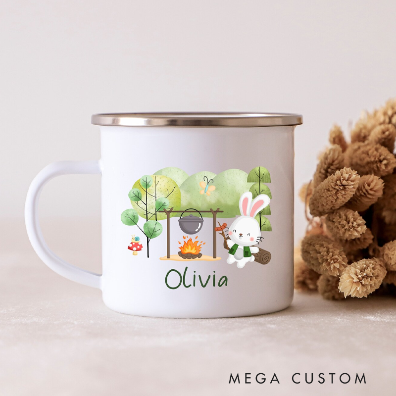 Personalized Kids Camping Mug Custom Kids Camping Cup Kids Camping Enamel Mug Campfire Mug Unbreakable Kids Woodland Mug